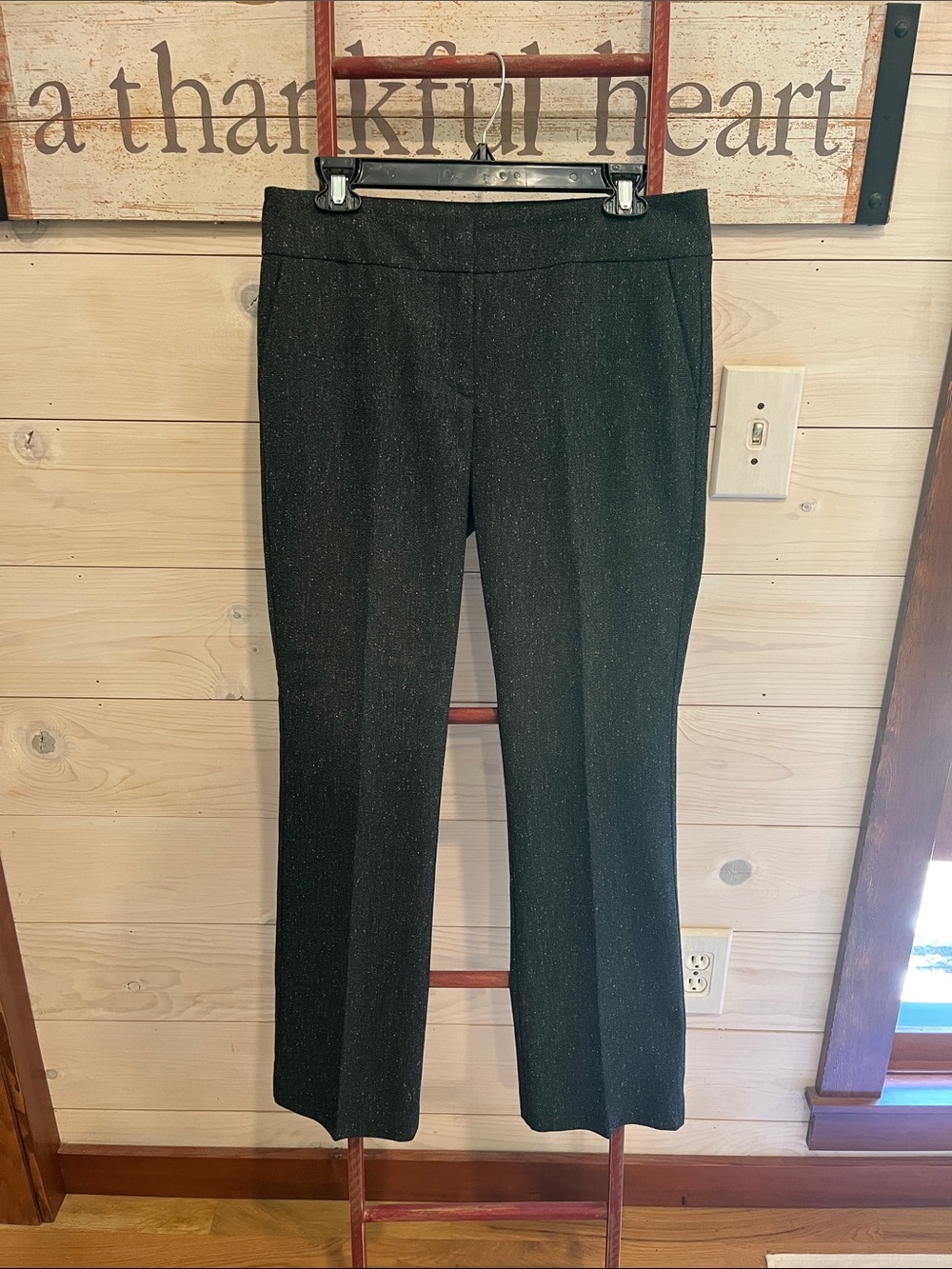 Ann Taylor Black with White Fleck Boot-Cut Pants